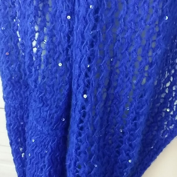 Miss Accessori Italian Wool Blend Infinity Scarf Royal Blue Knit Made in Italy - Picture 4 of 5